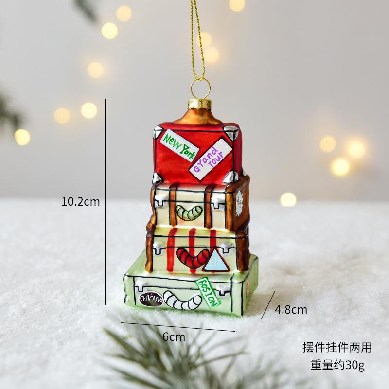 NUHI圣诞节饰挂件摆件玻璃彩球老人雪C人NUCHI装圣诞树装饰品挂件