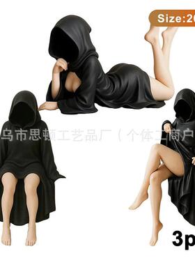 新款万圣节Mysterious statue 黑袍女王装饰品摆件手办艺术