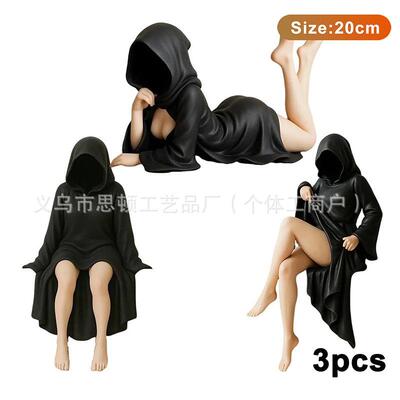 新款万圣节Mysterious statue 黑袍女王装饰品摆件手办艺术