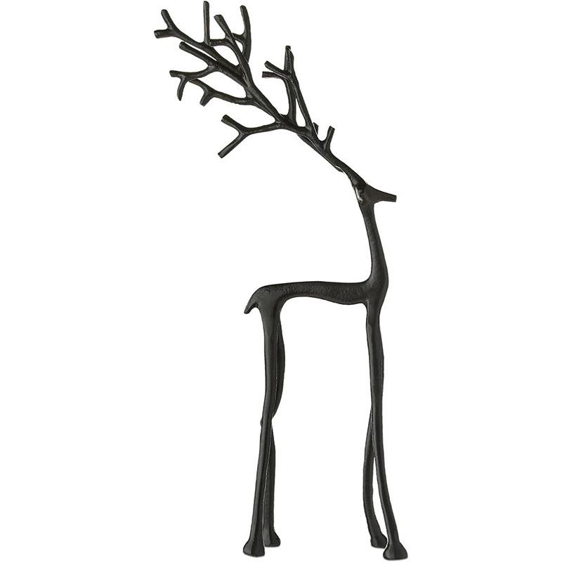 Set of 2 Black Reindeer Statues合金圣诞小雕像黑色驯鹿雕像
