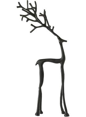 Set of 2 Black Reindeer Statues合金圣诞小雕像黑色驯鹿雕像