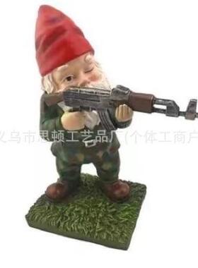 cs矮人侏儒摆件枪手装饰品设计家居枪手玩具玩偶打枪射击矮人
