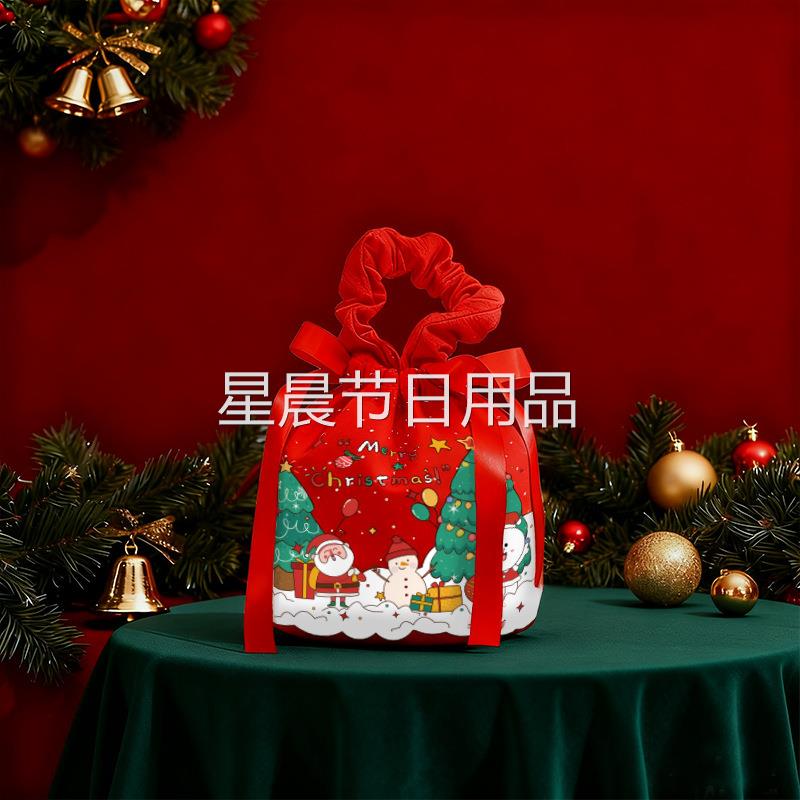 圣诞节礼品袋儿童卡通糖果包装袋平安夜装苹果束口袋圣诞老人礼物