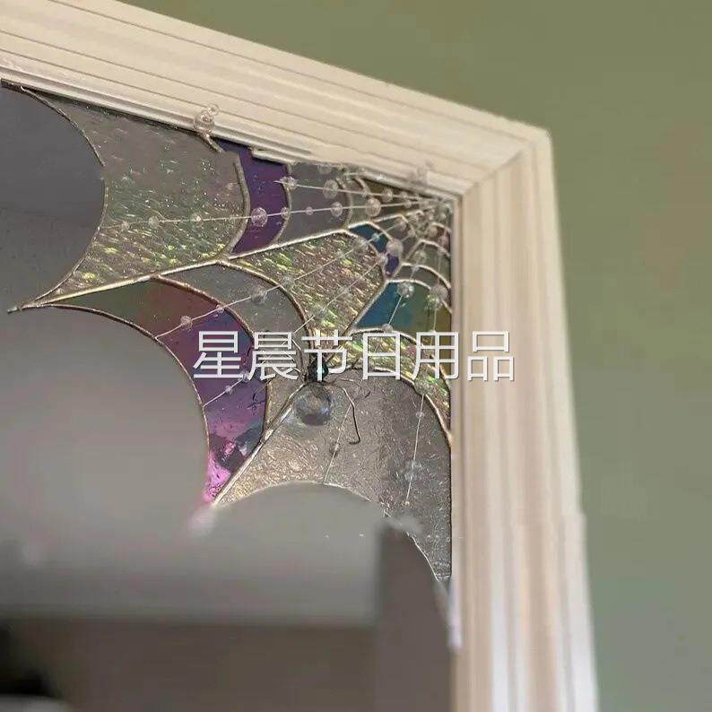新款万圣节家居蜘蛛网门顶装饰节日蜘蛛网彩色窗户挂件