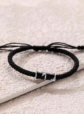 竹定情侣竹节编织手链时尚小众设计男女一对礼物情人节送女友