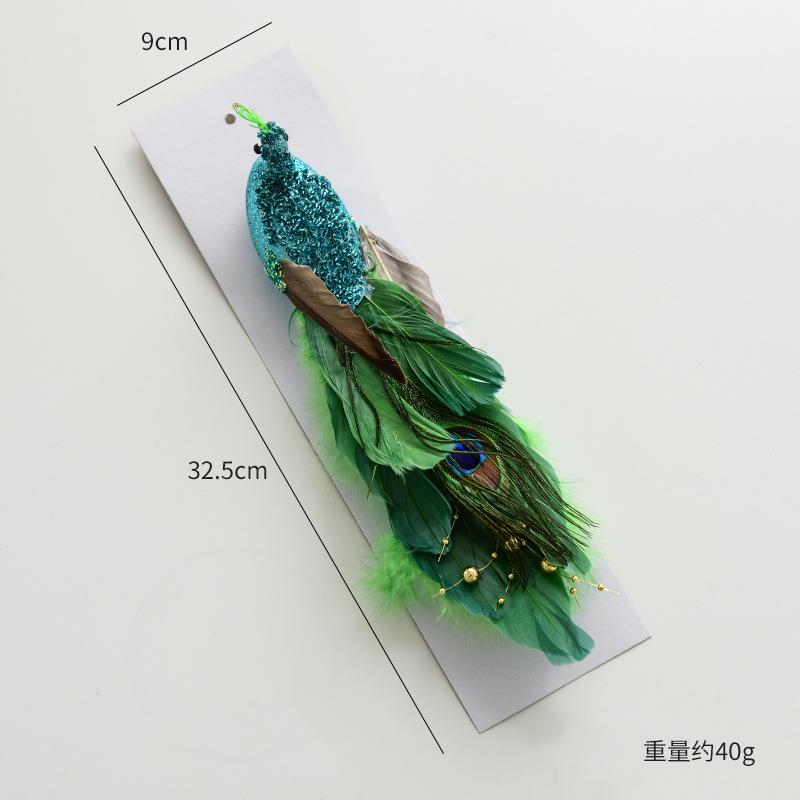 新款圣小诞诞节装饰羽毛鸟圣树饰鸟彩色羽毛仿真小鸟装NUCHI装饰