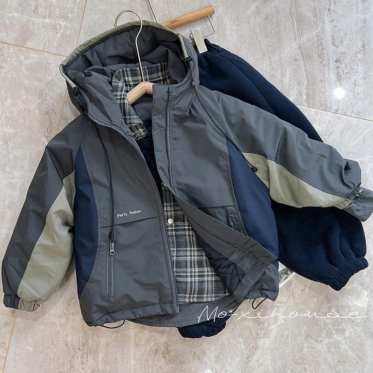 儿童男童冬季加棉冲锋衣外套