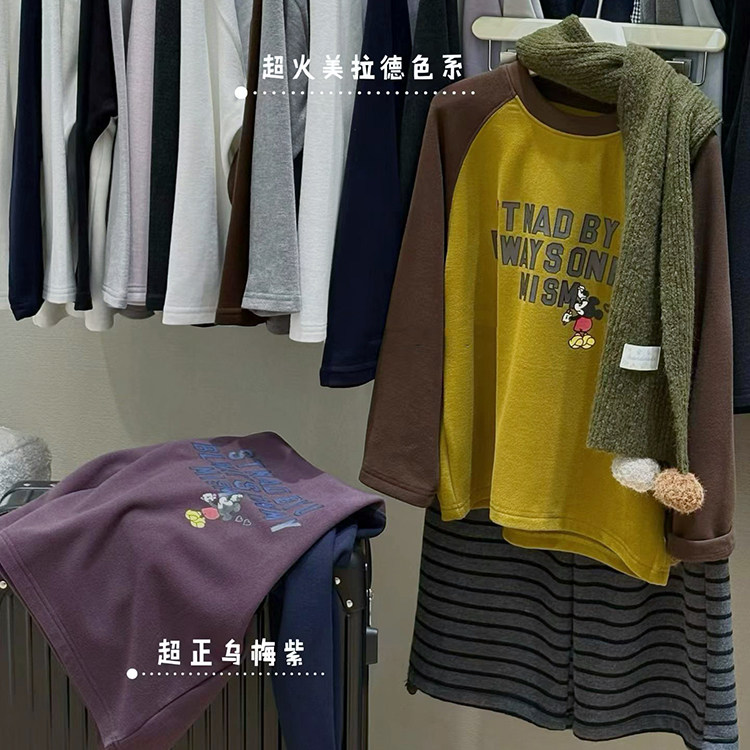 2025秋冬季新款女童男童高克重双面绒圆领卫衣字母个性加厚打底衫
