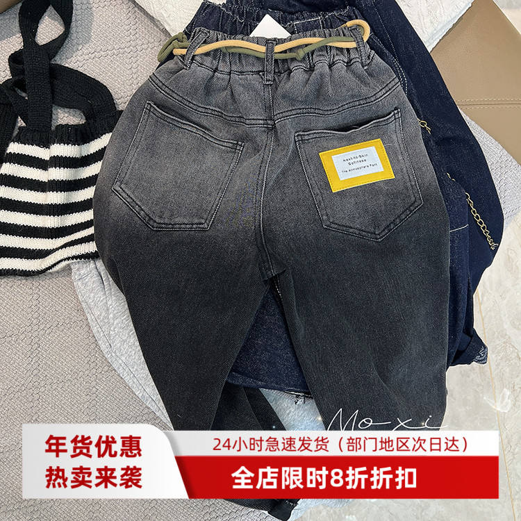 儿童宽松直筒牛仔长裤潮