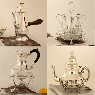 印度进口高档手工黄铜镀银茶壶咖啡壶餐厅用具样板房装饰摆件