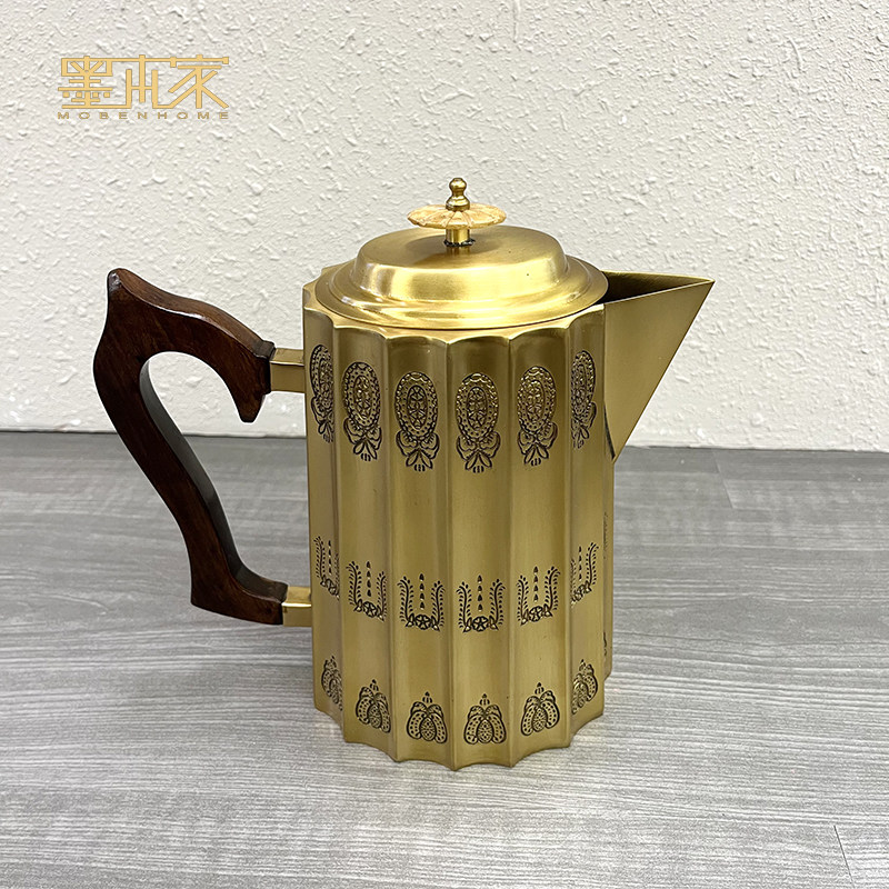 欧式印度进口手工黄铜复古怀旧冷水壶茶壶样板间工艺品装饰摆件
