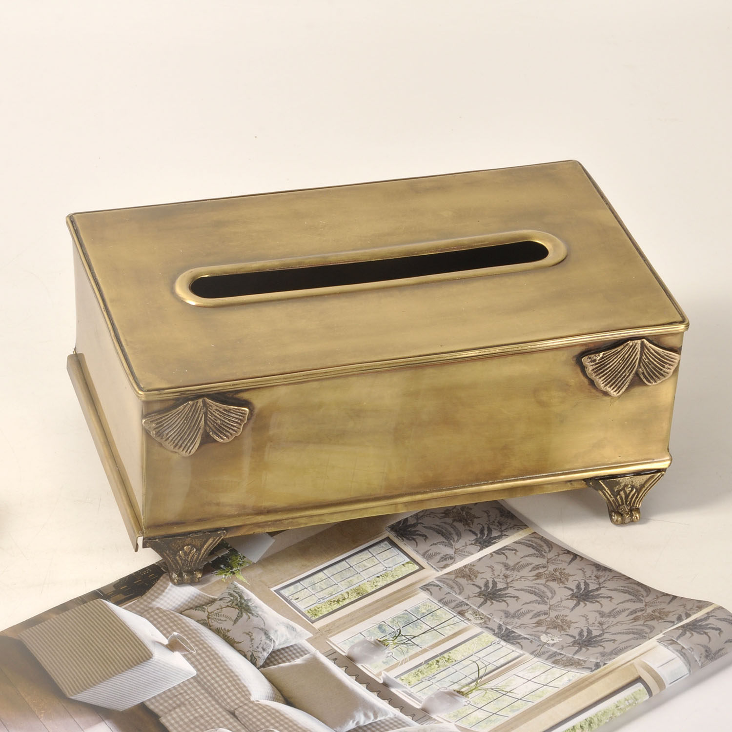 印度进口复古黄铜纸巾盒欧式客厅轻奢高档奢华礼品抽纸盒茶几创意