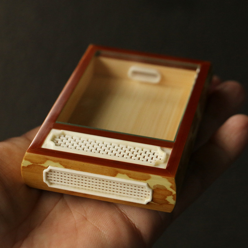 沪上名家陈湘本工精工制作湘妃竹榫卯结构黄蛉盒鸣虫器具收藏竹器