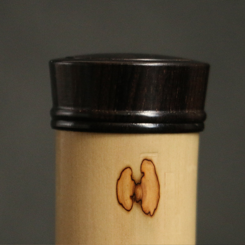 蝴蝶花斑竹苏工精工制作黑檀木螺纹口盖牙签筒一泡茶茶叶罐把件竹