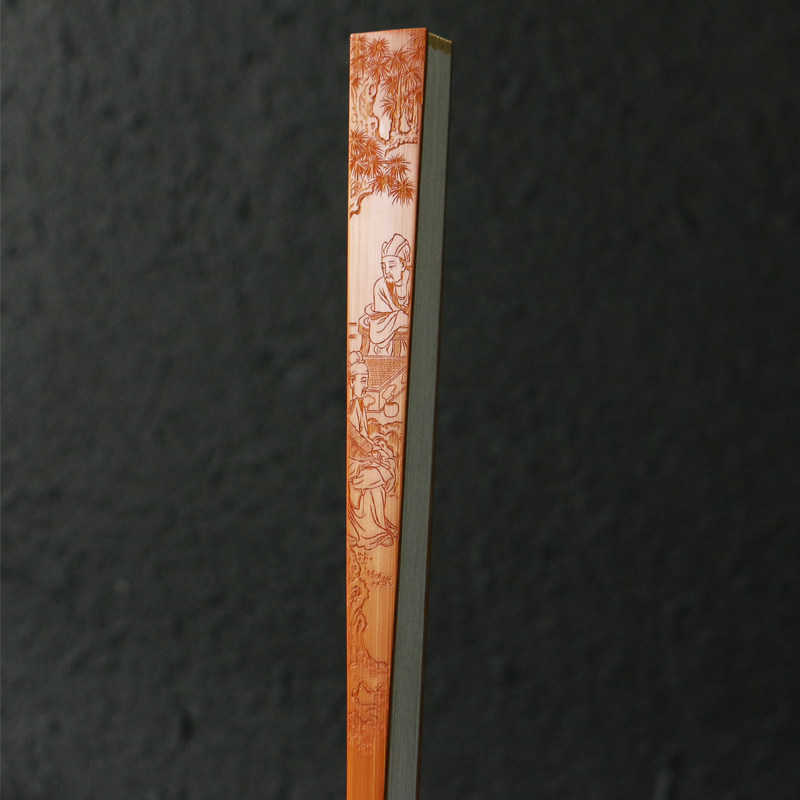 几十年老玉竹浙派安吉名家王伟本工扇骨东阳名家袁江本工阴刻竹扇