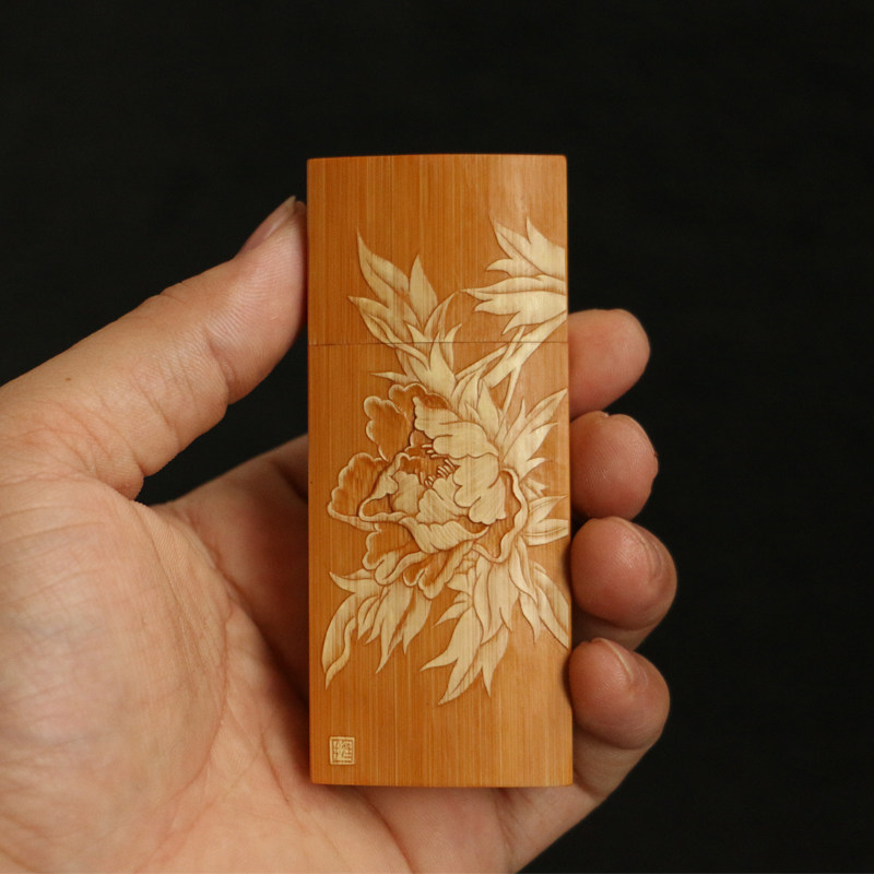 东阳名家戚挺飞本工十年以上玉竹老料纯手工精工雕刻牙线盒牙签盒