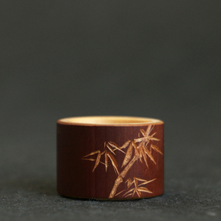 老煤竹纯手工雕刻竹雕扳指手把件竹把玩竹迹竹器文玩竹迹工艺品