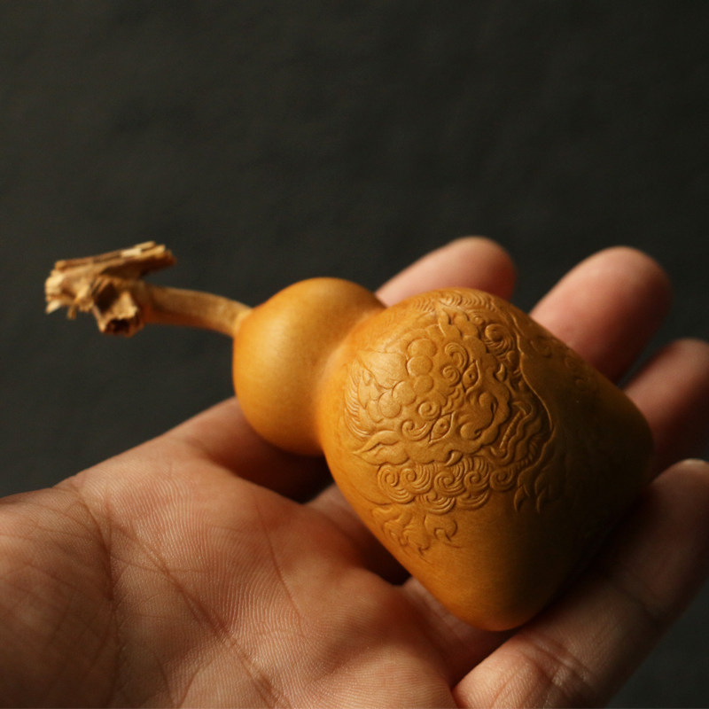 【一物一拍】精品老葫芦钱袋子名家刘硕本工精工压花葫芦手捏狮子