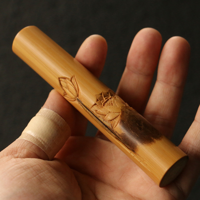 竹迹纯手工精工雕刻手把件