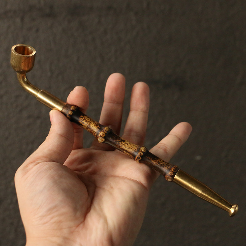 烟斗纯手工制作紫竹鞭筒文玩把件把玩烟器鼻烟壶收藏送礼竹工艺品