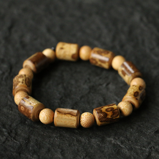 湖南九嶷山梅鹿竹老料纯手工精工制作镶嵌苏工手串把件把玩文玩竹