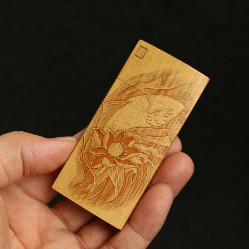 老玉竹一体拔口东阳名家戚挺飞本工精工雕刻牙签盒莲年有鱼把玩竹,特色手工艺,竹编/竹雕,淘宝优惠券,粉丝福利购,淘宝优惠卷