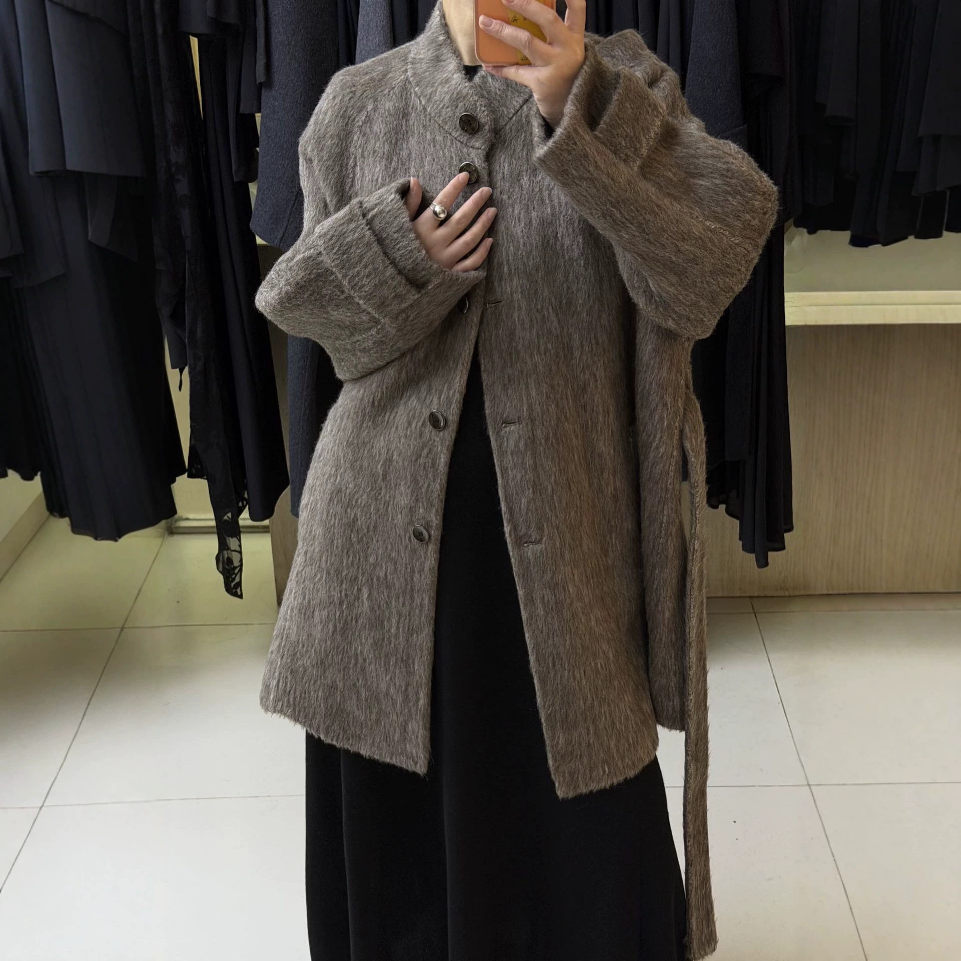 MOLIN双面羊毛大衣女中短款小个