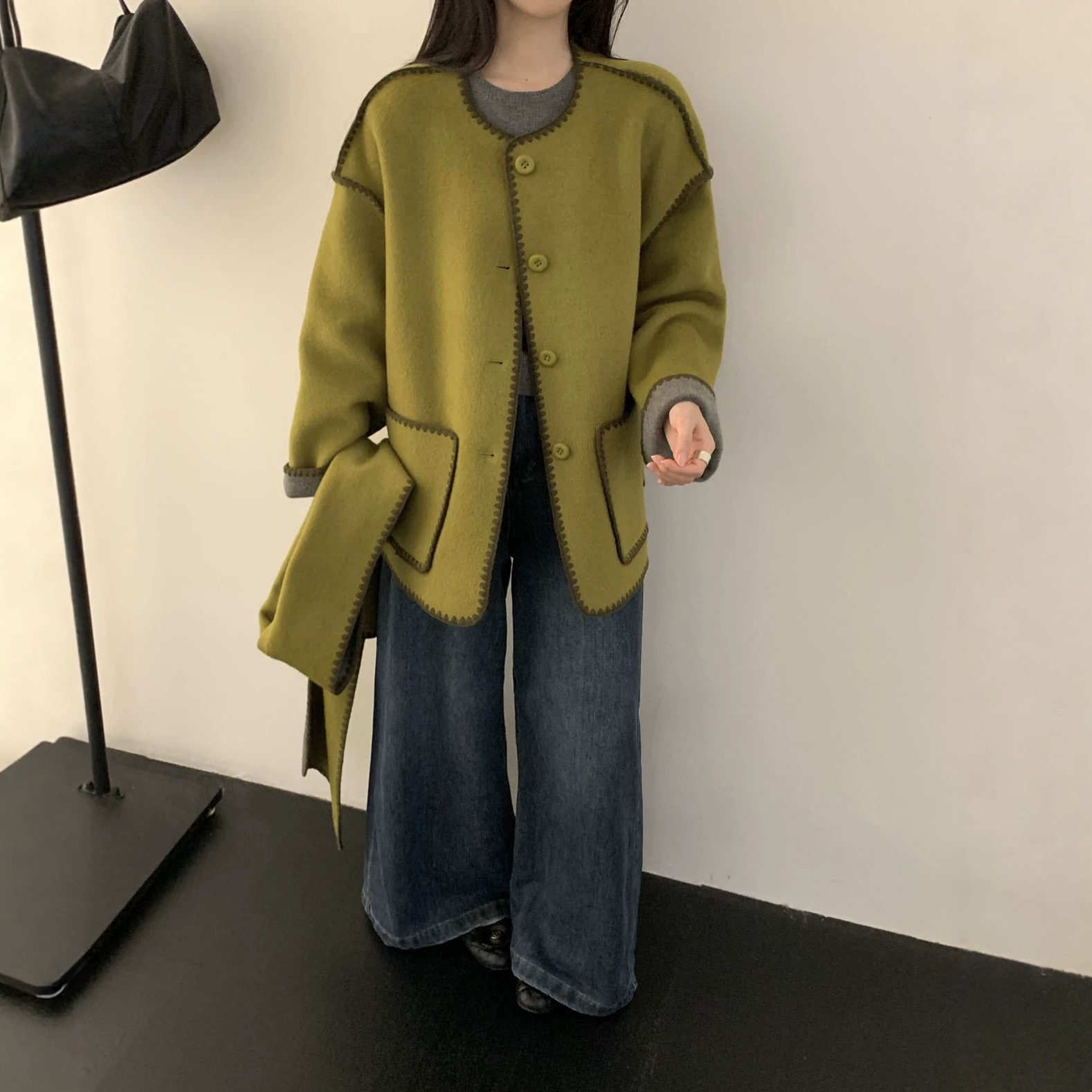 MOLIN带围巾双面穿高级感双面羊