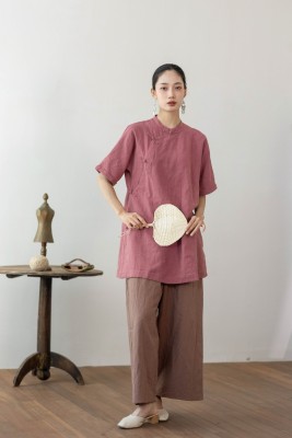 大拙松弛感穿搭复古古典气质立领斜襟盘扣旗袍衬衫50810