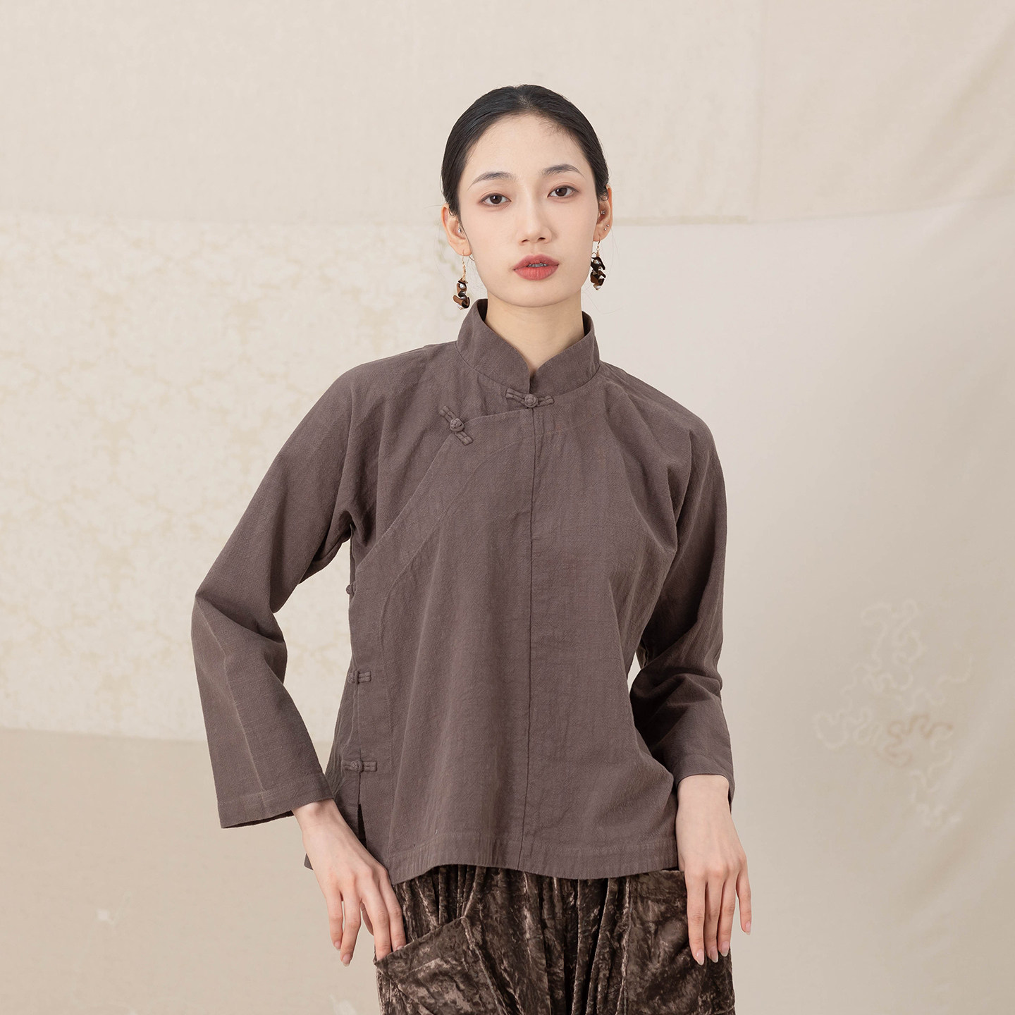 大拙春季文艺复古穿搭棉麻立领斜襟盘扣自然主义宽松款衬衫70227,女装/女士精品,衬衫,淘宝优惠券,粉丝福利购,淘宝优惠卷
