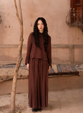 大拙假日出游穿搭长期主义铜氨丝松紧腰通勤纯色阔腿休闲裤220101