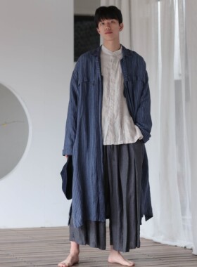 大拙春夏设计师作品酵素亚麻基础宽松型常规百搭阔腿裤220101