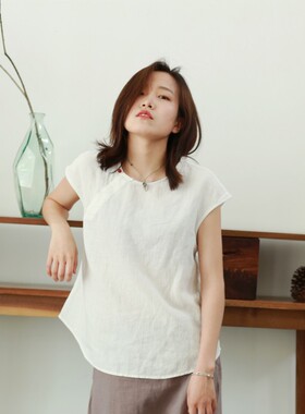 【折扣季不可退换】包邮！大拙  玛瑙珠扣  苎麻 简约 衬衫 60519