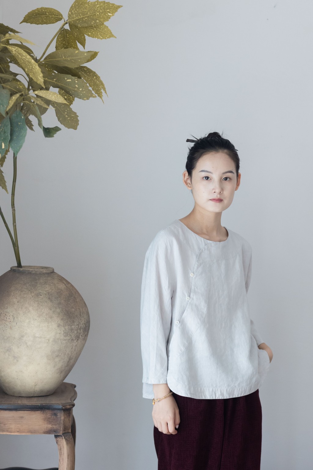 大拙宽松款通勤麻料衬衫