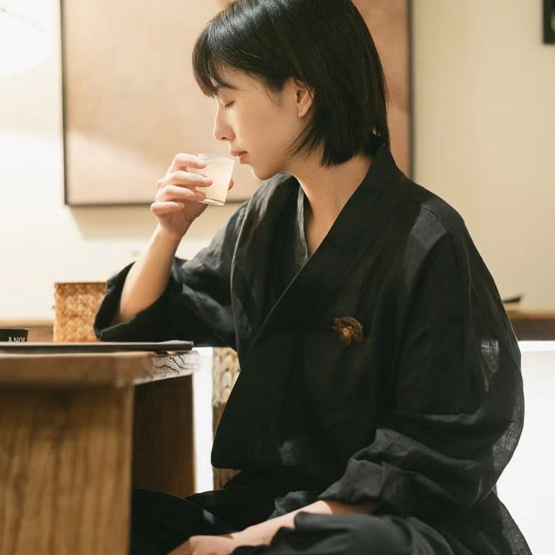 苎麻防晒衬衫大拙v领斜襟