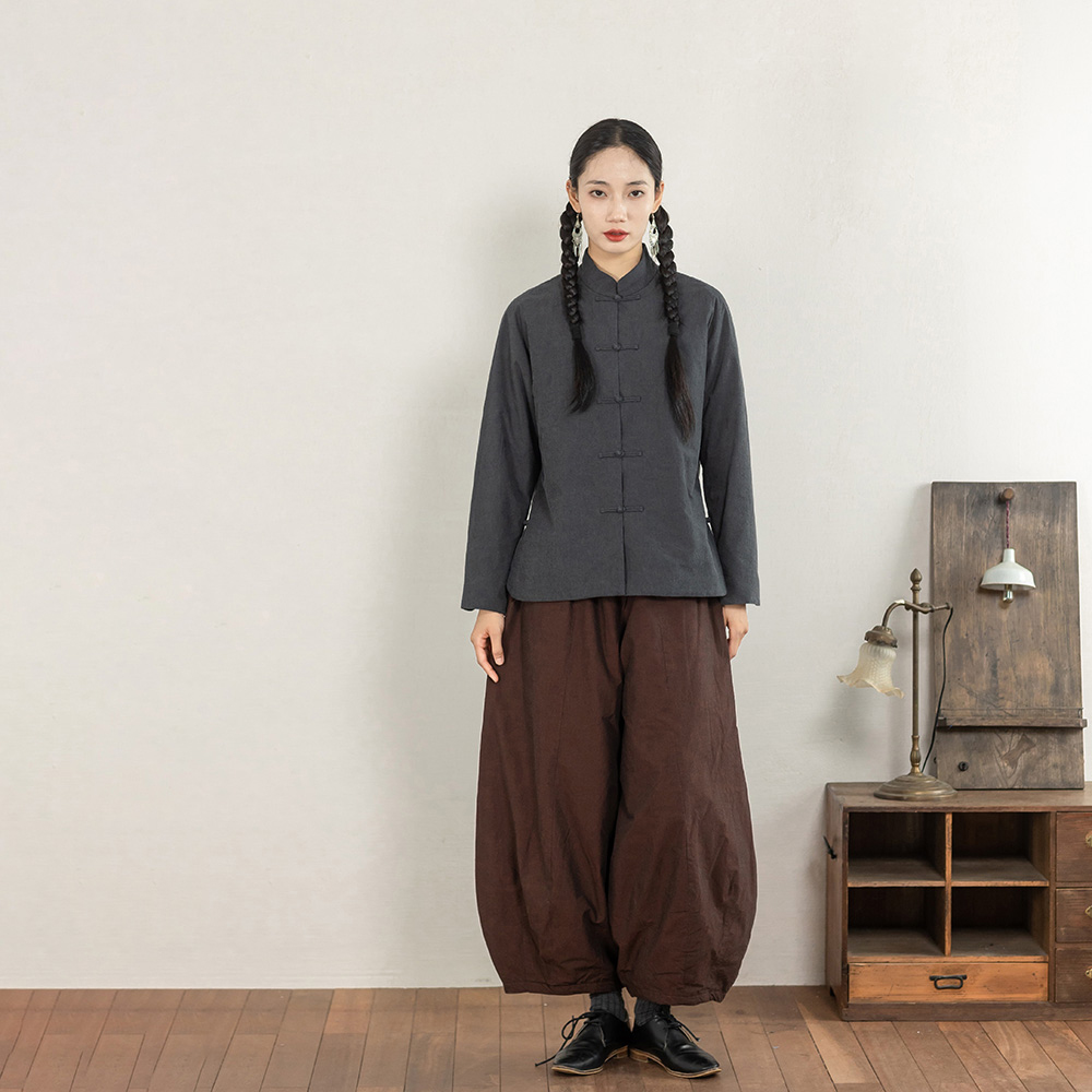 大拙老寒腿入冬神器复古御寒保暖夹棉灯笼型休闲裤/棉裤211117-1