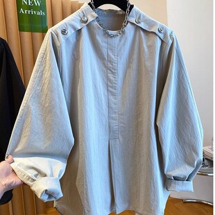 宽松百搭时尚 高级感气质正肩衬衫 早春韩版 2026新款 chic上衣 女长袖