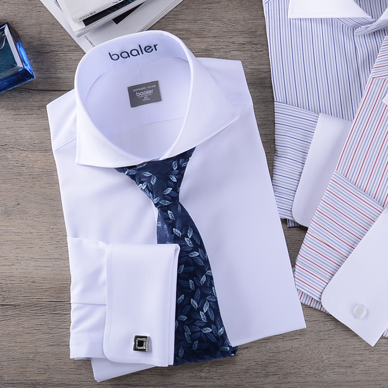 拜耳温莎领法式袖口衬衫男生商务职业潮流霸气总裁经典免烫新潮款