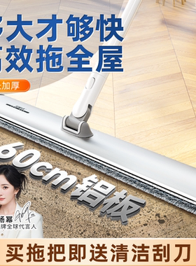 宝家洁平板拖把家用一拖净新款尘推拖布懒人铝板加大号酒店拖地