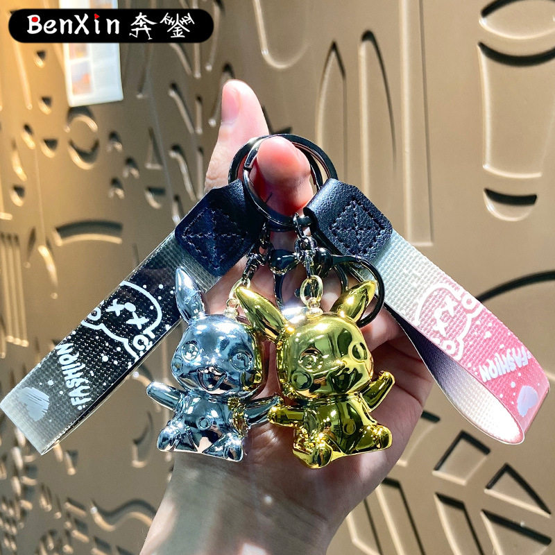 创意卡通电镀皮卡丘钥匙扣包包挂件可爱汽车钥匙链挂饰小礼品