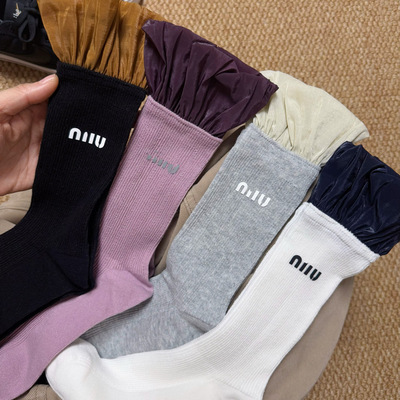 10/10miu系风格花边时尚潮袜中筒