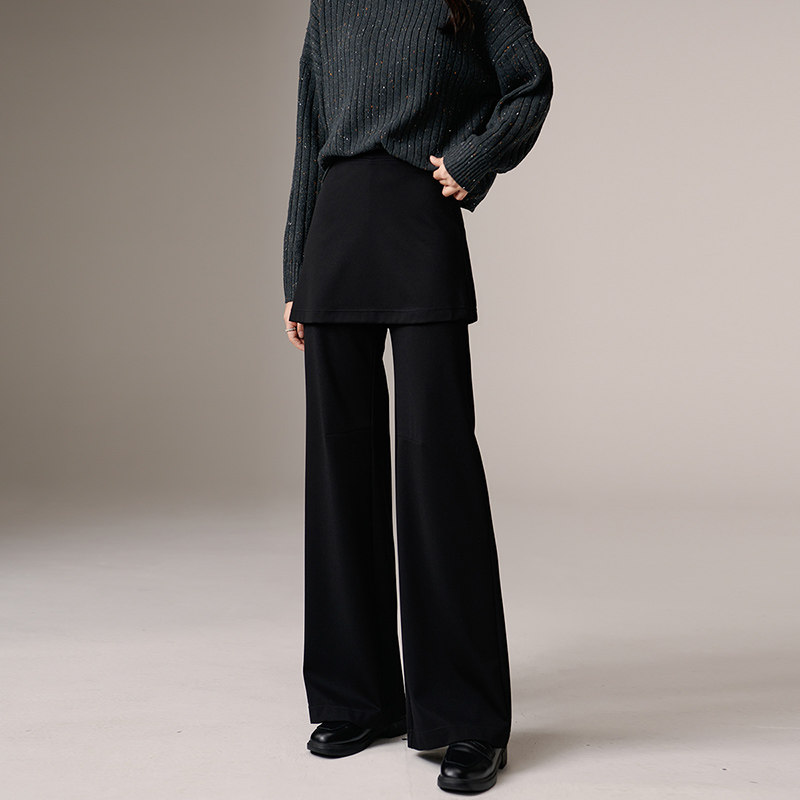 晚白2026年春季新款时尚假两件裙帘屁帘时髦简约高腰裙裤休闲裤女