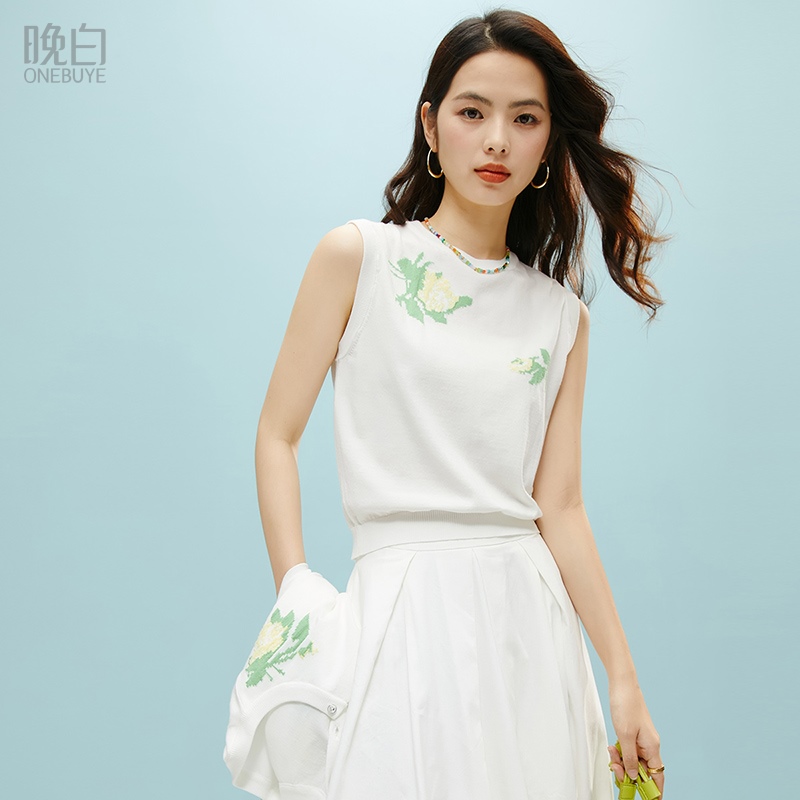 晚白莱赛尔高弹针织短袖