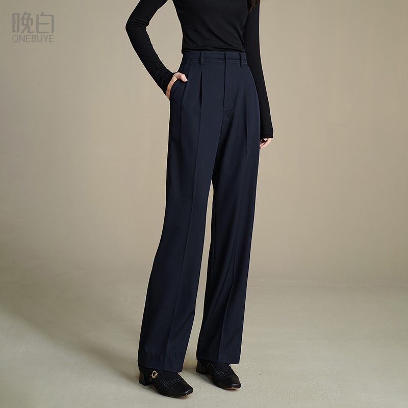 晚白黑色宽松阔腿裤裤子女