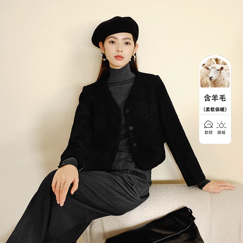 绵羊毛摇粒绒短款外套