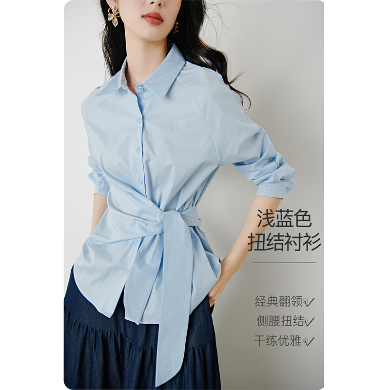 晚白2026年春新款经典翻领棉料上衣气质干练利落设计感衬衫女,女装/女士精品,衬衫,淘宝优惠券,粉丝福利购,淘宝优惠卷