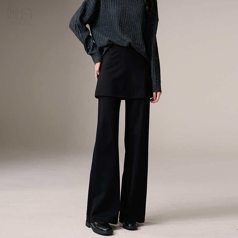 晚白2025年秋冬新款时尚简约高腰裙裤遮胯利落显瘦高弹休闲裤女