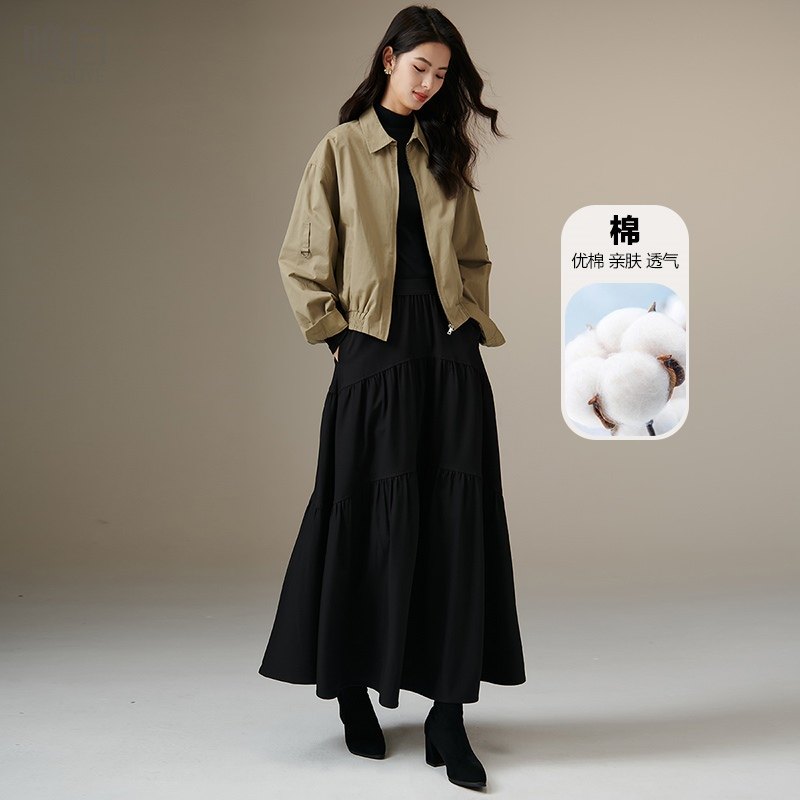 晚白2025年秋冬新款棉翻领上衣今年流行时髦巴恩风气质夹克外套女