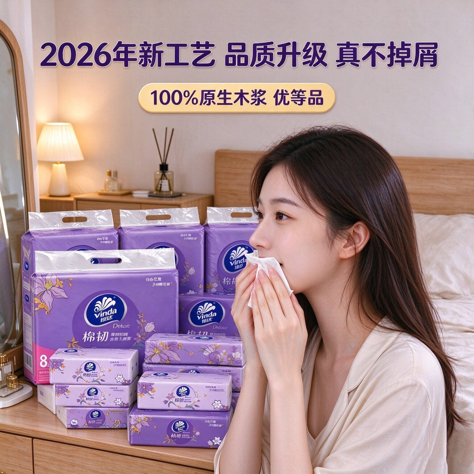 维达棉韧抽纸M码24包家用纸巾