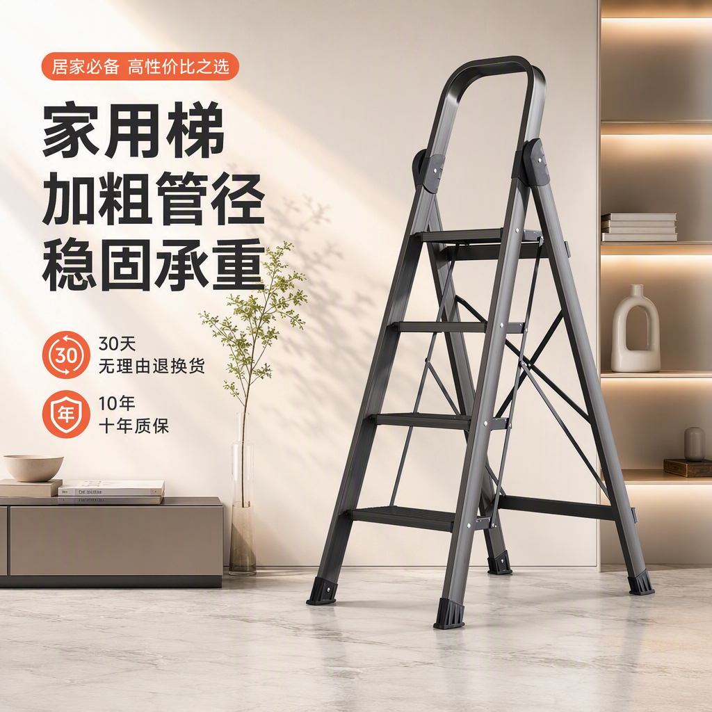 加厚铝合金踏板折叠多功能人字梯